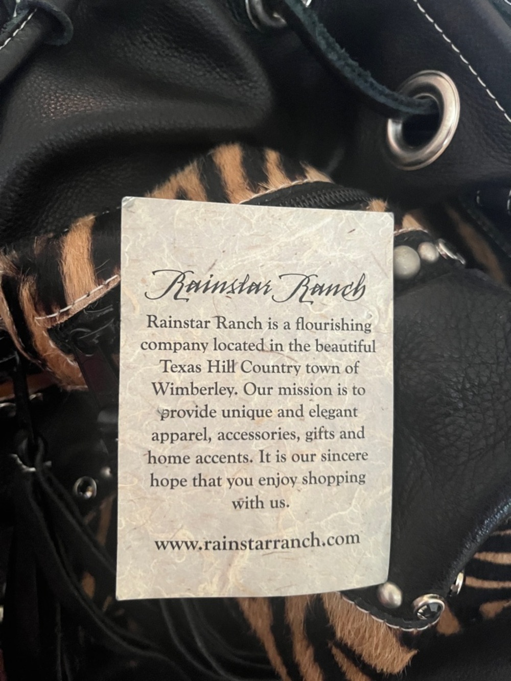 Rainstar Ranch Leatherrock USA Zebra Drawstring Purse - Picture 12 of 13